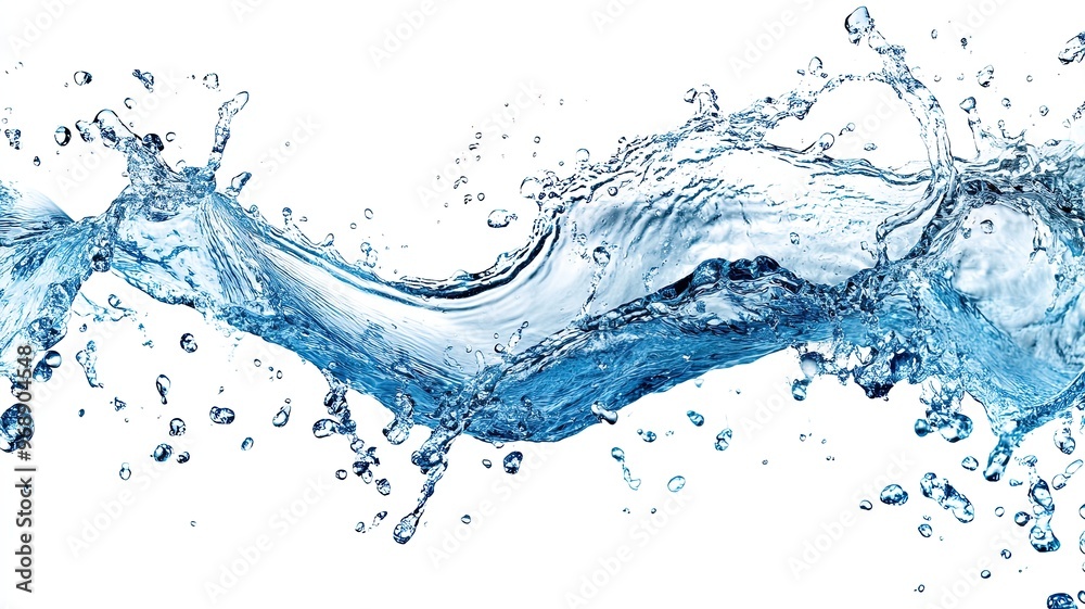 Dynamic water splash with isolated white background, High-speed capture of a dynamic water splash in mid-air, showcasing fluid motion and droplets against a white background.
Dynamic water splash with isolated white background, High-speed capture of a dynamic water splash in mid-air, showcasing fluid motion and droplets against a white background.