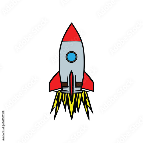 Rocket launched logo vector, spaceship icon in flat design, rocket vector.