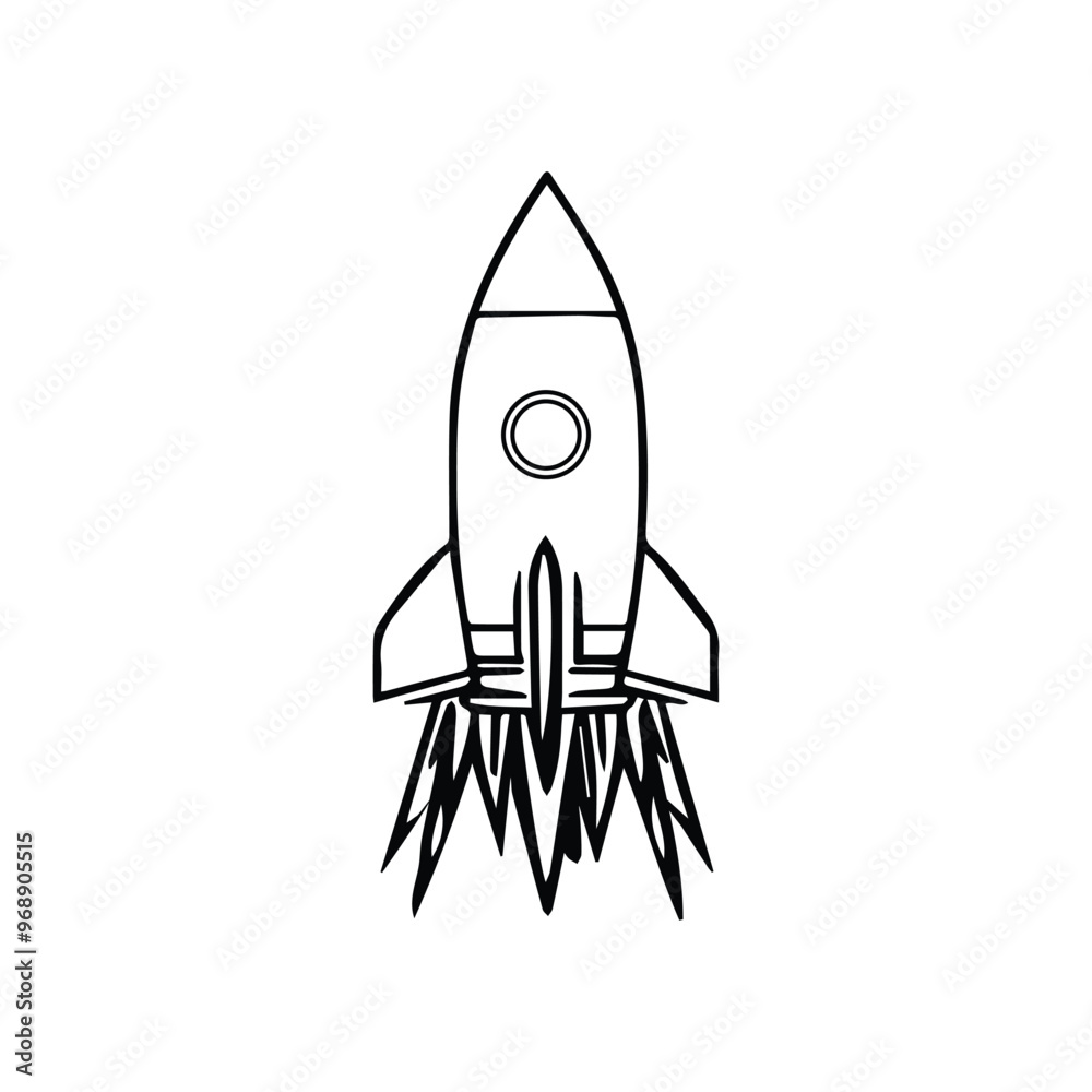 Rocket launched logo vector, spaceship icon in flat design, rocket vector.