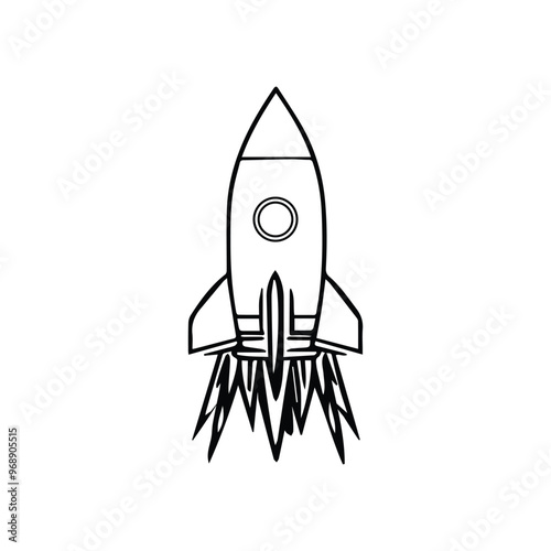 Rocket launched logo vector, spaceship icon in flat design, rocket vector.