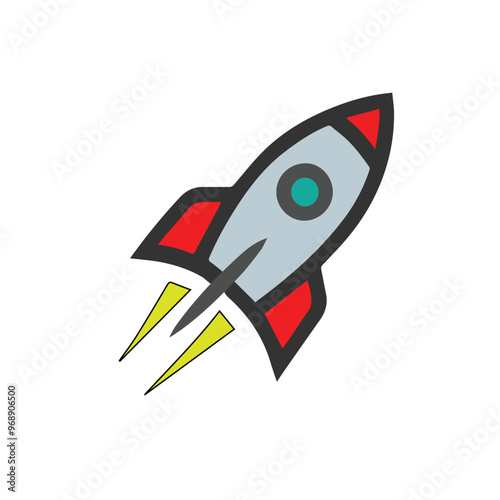 Rocket launched logo vector, spaceship icon in flat design, rocket vector.