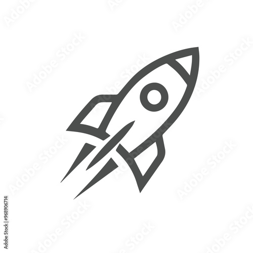 Rocket launched logo vector, spaceship icon in flat design, rocket vector.