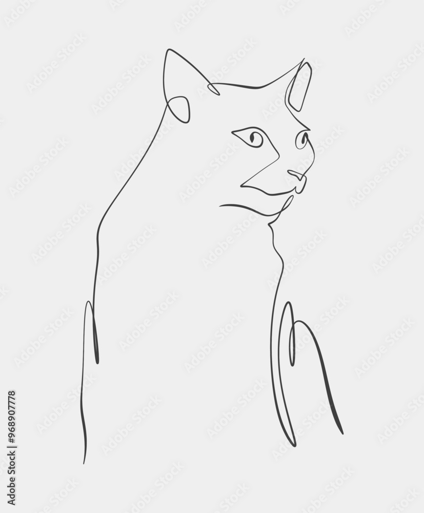 Minimalist line art of a cat's profile with graceful contours. Ideal for modern decor, tattoo designs, or pet-themed illustrations. Minimalist line art of a cat's profile with graceful contours. Ideal for modern decor, tattoo designs, or pet-themed illustrations.