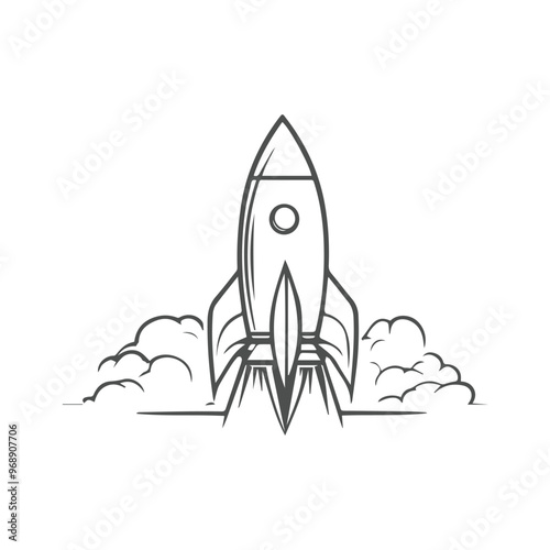 Rocket launched logo vector, spaceship icon in flat design, rocket vector.