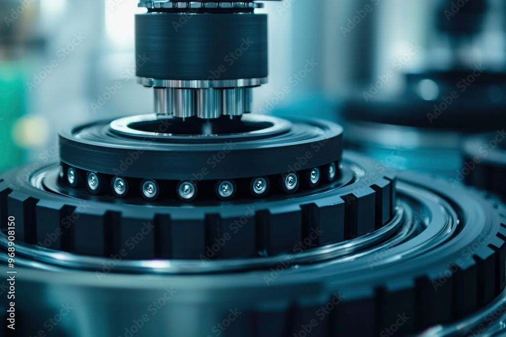 Close-up of a Complex Industrial Machine with Rotating Parts Close-up of a Complex Industrial Machine with Rotating Parts