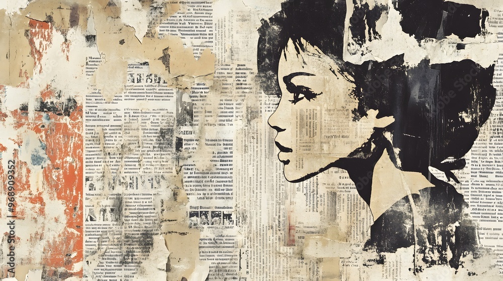 custom made wallpaper toronto digitalA vintage collage of weathered newspaper clippings in muted tones of beige, brown, and faded red creates a textured, aged backdrop. The distressed, layered design evokes a nostalgic, historical feel.