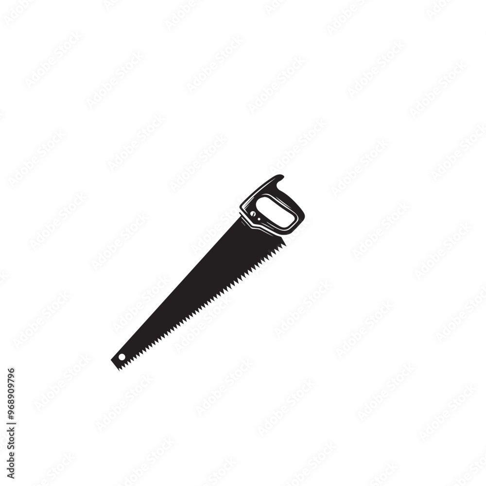 Hand saw silhouette. Hand saw logo, icon vector design black and white. Hand saw silhouette. Hand saw logo, icon vector design black and white.
