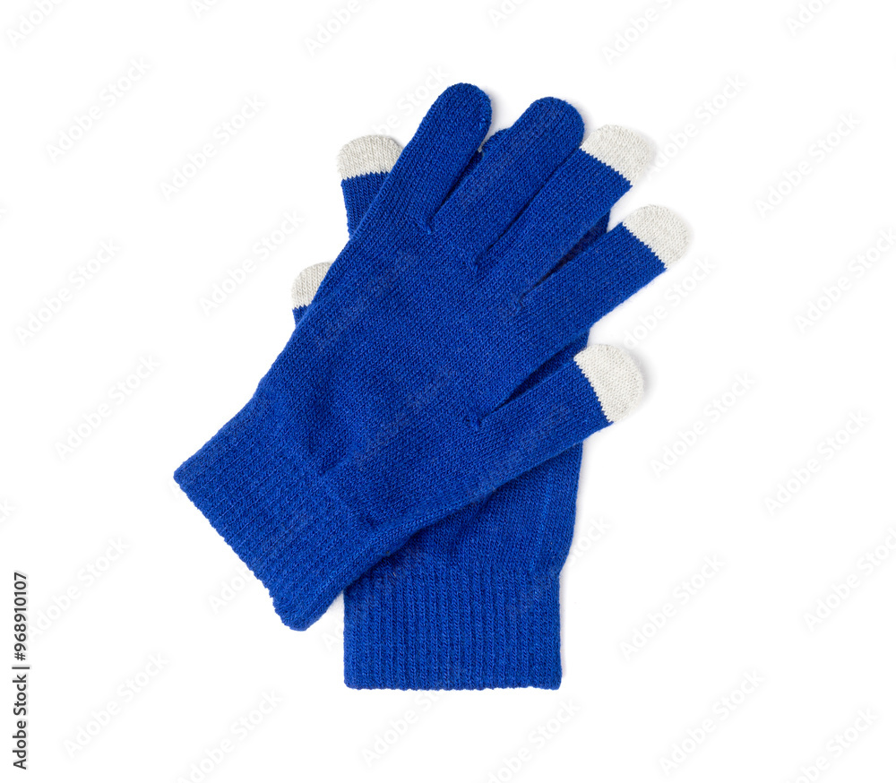 Winter Gloves Isolated, Touchscreen Wool Glove, Touch Screen Knitted Mittens, Warm Blue Gloves Winter Gloves Isolated, Touchscreen Wool Glove, Touch Screen Knitted Mittens, Warm Blue Gloves