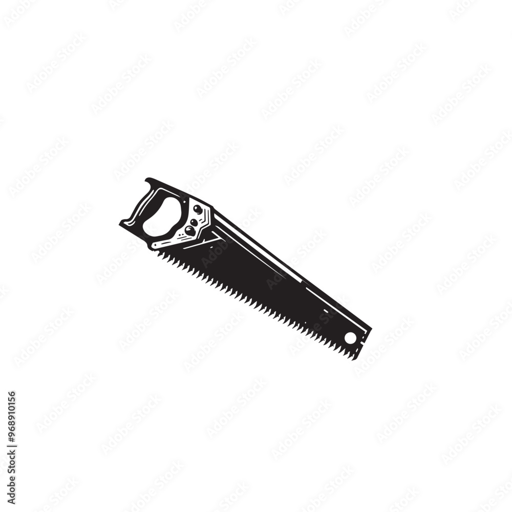 Hand saw silhouette. Hand saw logo, icon vector design black and white. Hand saw silhouette. Hand saw logo, icon vector design black and white.