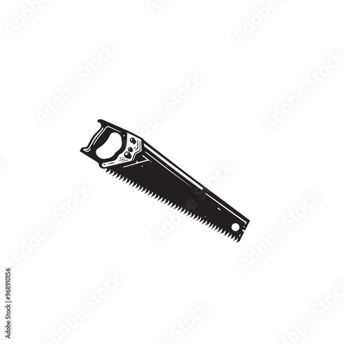 Hand saw silhouette. Hand saw logo, icon vector design black and white.