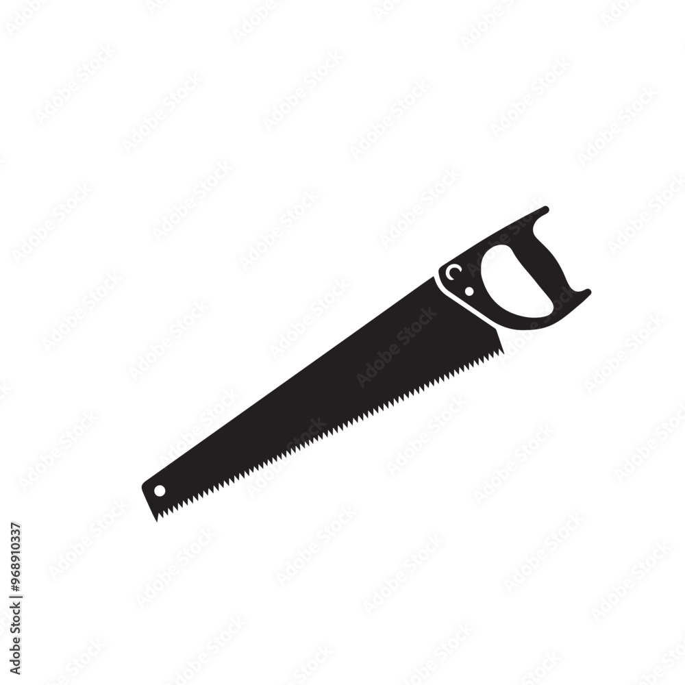 Hand saw silhouette. Hand saw logo, icon vector design black and white. Hand saw silhouette. Hand saw logo, icon vector design black and white.