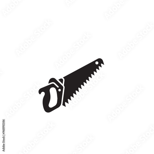 Hand saw silhouette. Hand saw logo, icon vector design black and white.