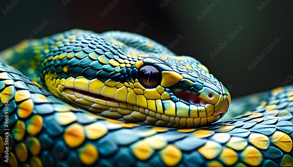 close up of a green snake close up of a green snake