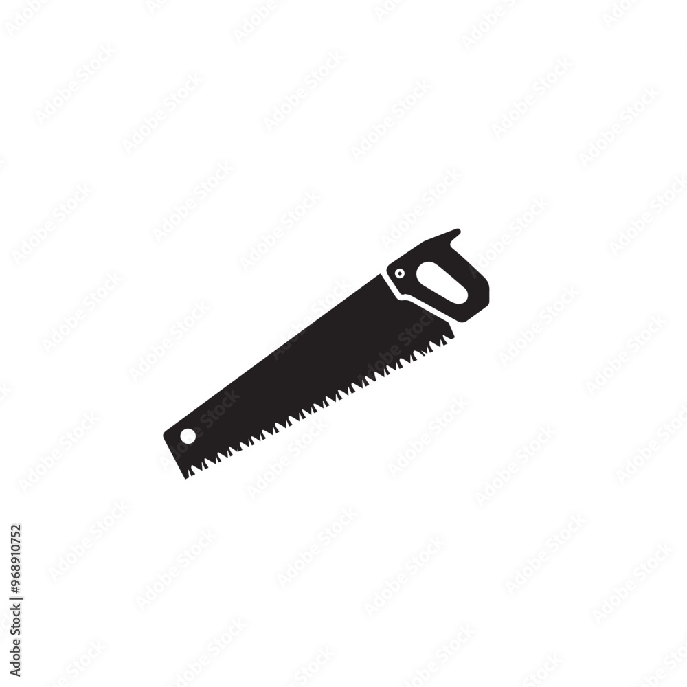 Hand saw silhouette. Hand saw logo, icon vector design black and white. Hand saw silhouette. Hand saw logo, icon vector design black and white.