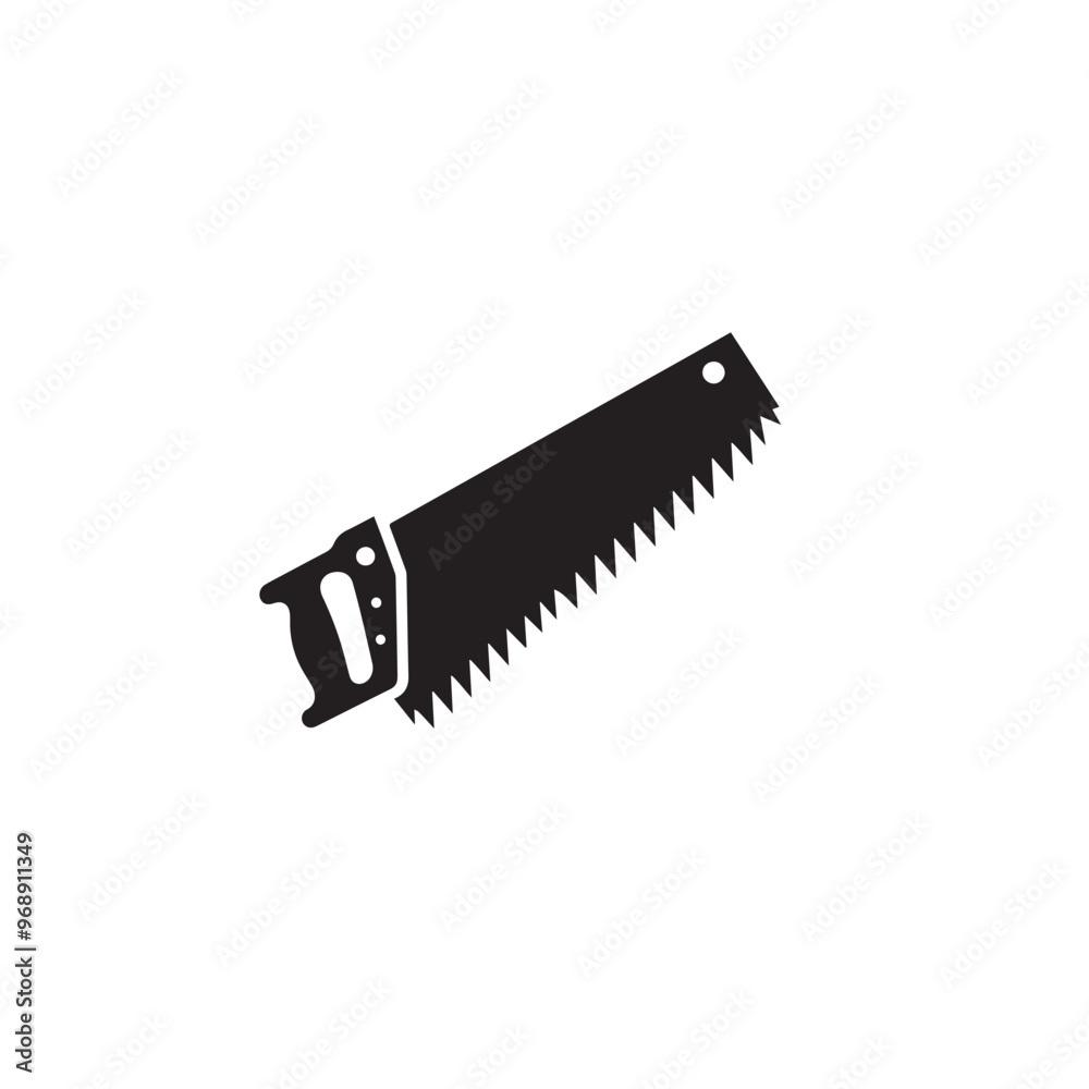 Hand saw silhouette. Hand saw logo, icon vector design black and white. Hand saw silhouette. Hand saw logo, icon vector design black and white.