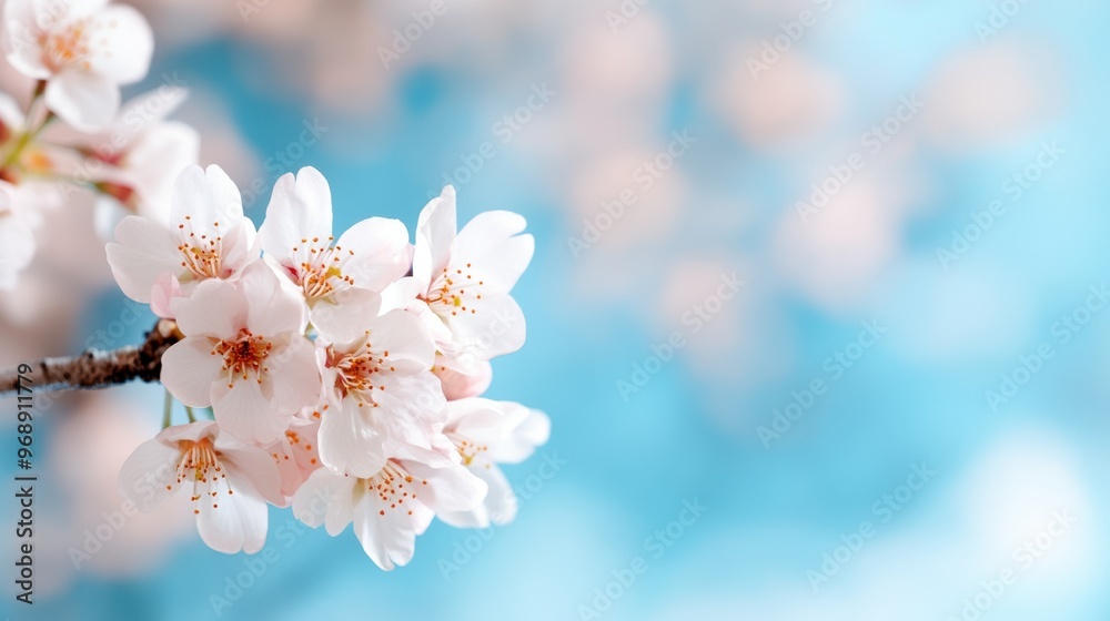 A detailed close-up of cherry blossoms against a bright blue backdrop highlights their intricate beauty and symbolizes the fleeting but beautiful moments in life. A detailed close-up of cherry blossoms against a bright blue backdrop highlights their intricate beauty and symbolizes the fleeting but beautiful moments in life.