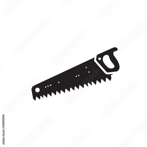 Hand saw silhouette. Hand saw logo, icon vector design black and white.