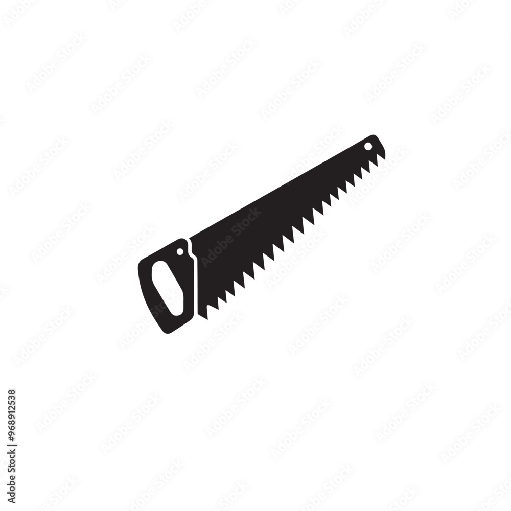 Hand saw silhouette. Hand saw logo, icon vector design black and white. Hand saw silhouette. Hand saw logo, icon vector design black and white.