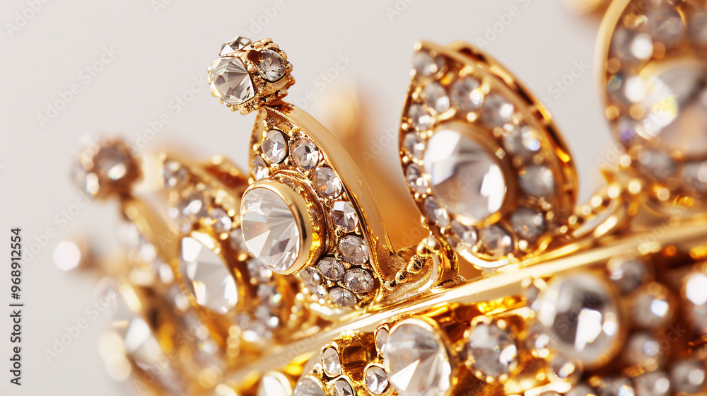 close up of a golden crown with diamonds 