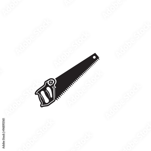 Hand saw silhouette. Hand saw logo, icon vector design black and white.