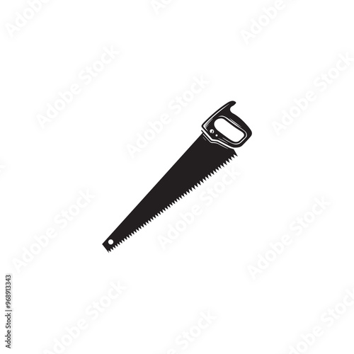 Hand saw silhouette. Hand saw logo, icon vector design black and white.