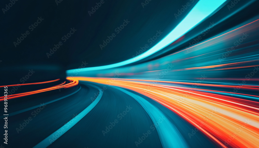 Abstract light trails captured in motion, depicting speed and energy in a vibrant, futuristic tunnel environment. Abstract light trails captured in motion, depicting speed and energy in a vibrant, futuristic tunnel environment.