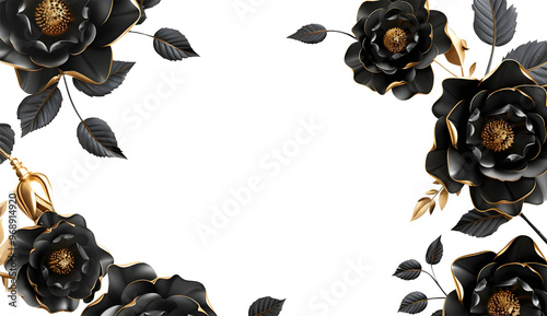 black and gold glass rose flower	