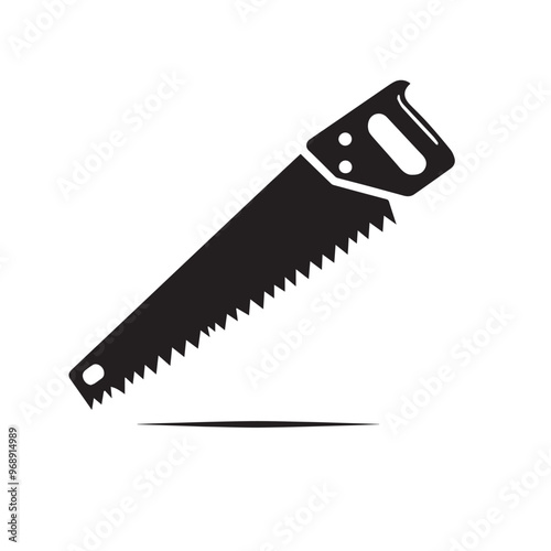 Hand saw silhouette. Hand saw logo, icon vector design black and white.
