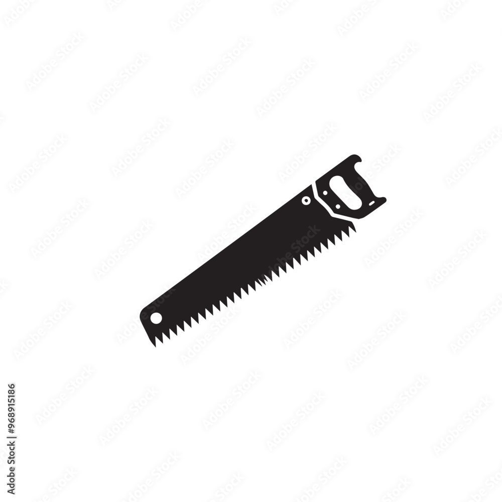 Hand saw silhouette. Hand saw logo, icon vector design black and white. Hand saw silhouette. Hand saw logo, icon vector design black and white.