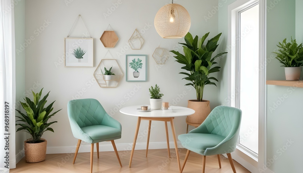 Photo modern style interior room 3d illustration Interior frame living room with colorful white sofa