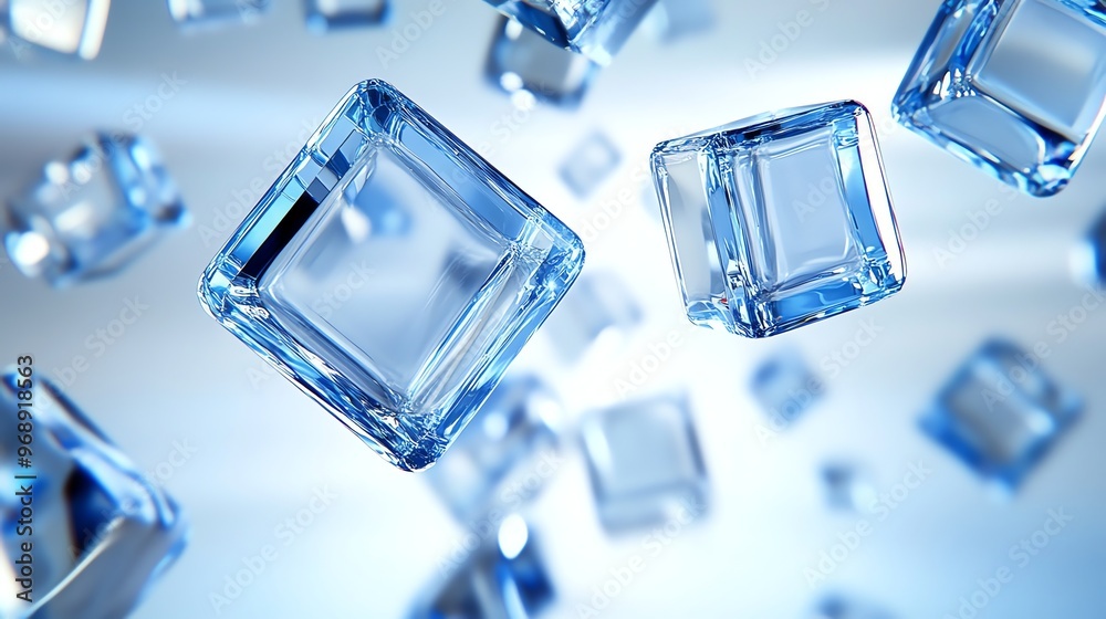 Ice cubes falling in mid-air. Ice cubes falling in mid-air.