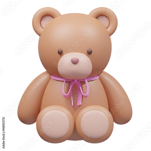 Brown Teddy Bear.3D Illustration