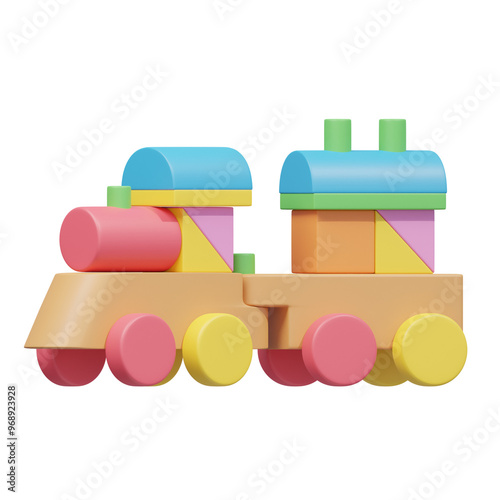 Brown Toy Train 3D Illustration