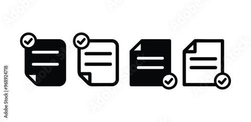 accept document icon vector design simple flat modern style black white color set isolated