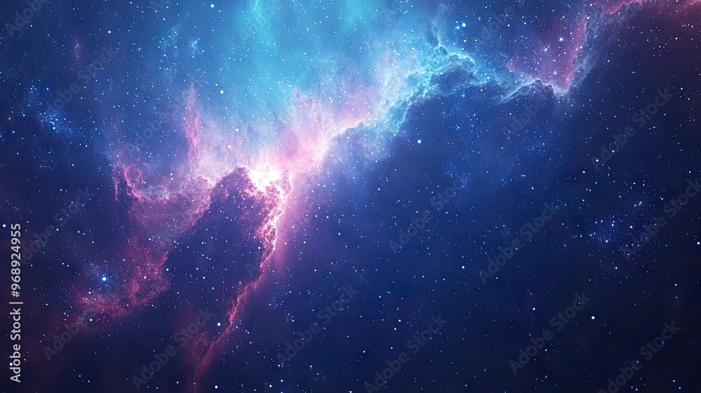 Fototapeta premium Space background with nebula and stars and a path of light, cinematic, landscape, beautiful, gorgeous, dream lighting,