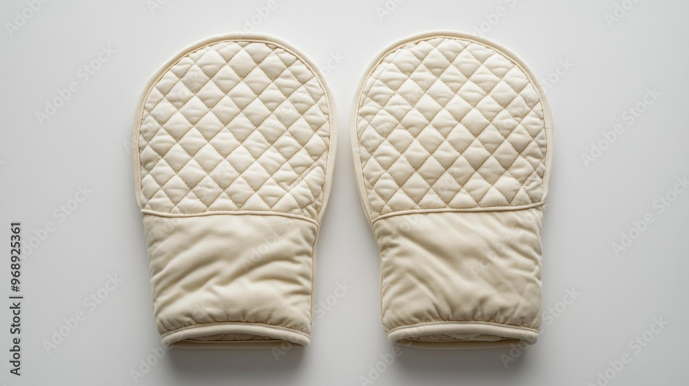Cream-colored Quilted Oven Mittens Generative AI Cream-colored Quilted Oven Mittens Generative AI
