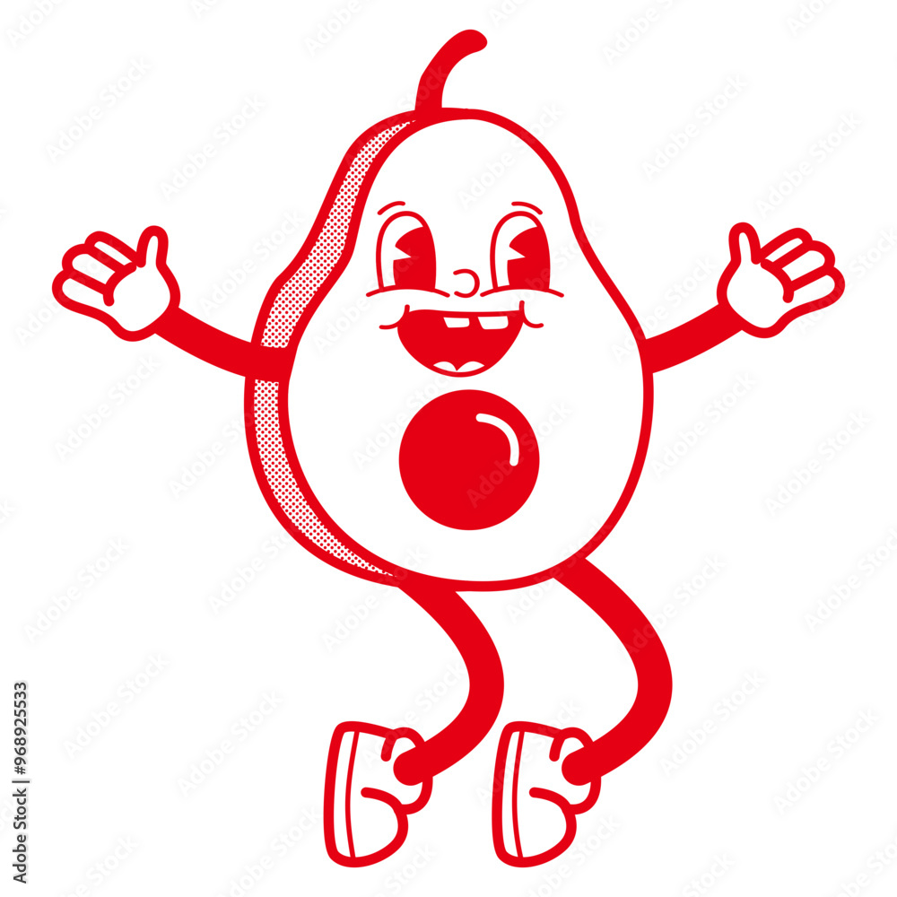 Groovy line cartoon fruit mascot Groovy line cartoon fruit mascot