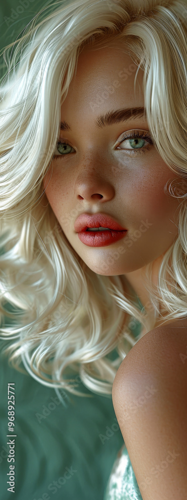 Extreme close-up of beautiful European woman with blonde hair and green eyes Extreme close-up of beautiful European woman with blonde hair and green eyes