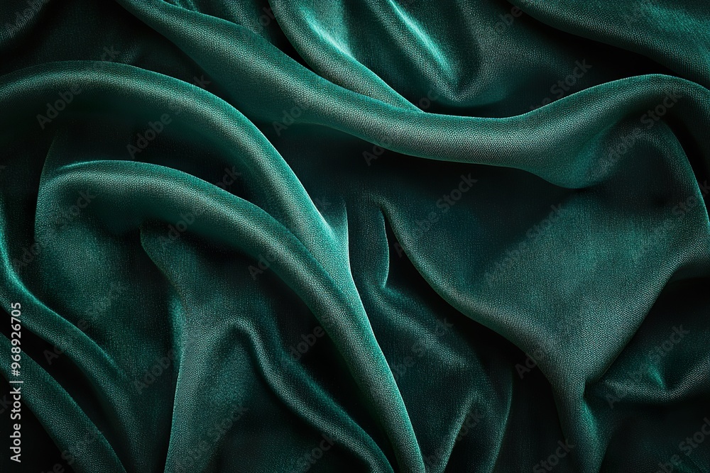 Obraz premium A soft plush velvet fabric in deep emerald green with light reflecting off its texture