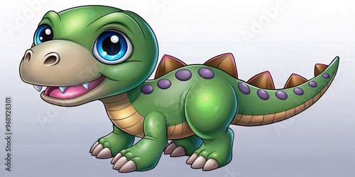 little cute dinosaur on white background for children's books and coloring pages photo