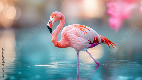 A graceful flamingo standin...