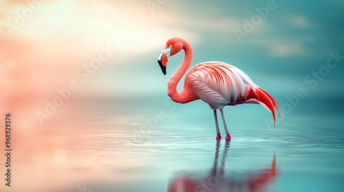 A graceful flamingo standin...