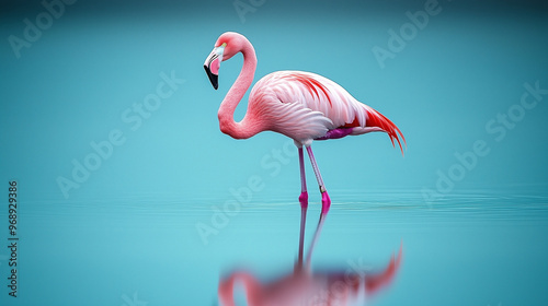 A graceful flamingo standin...