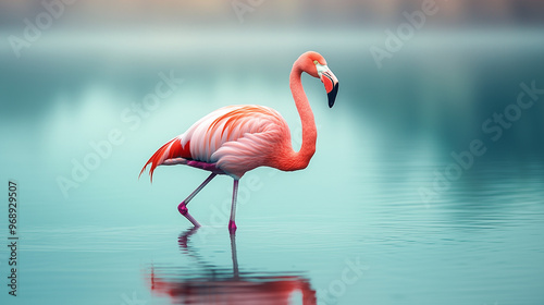 A graceful flamingo standin...