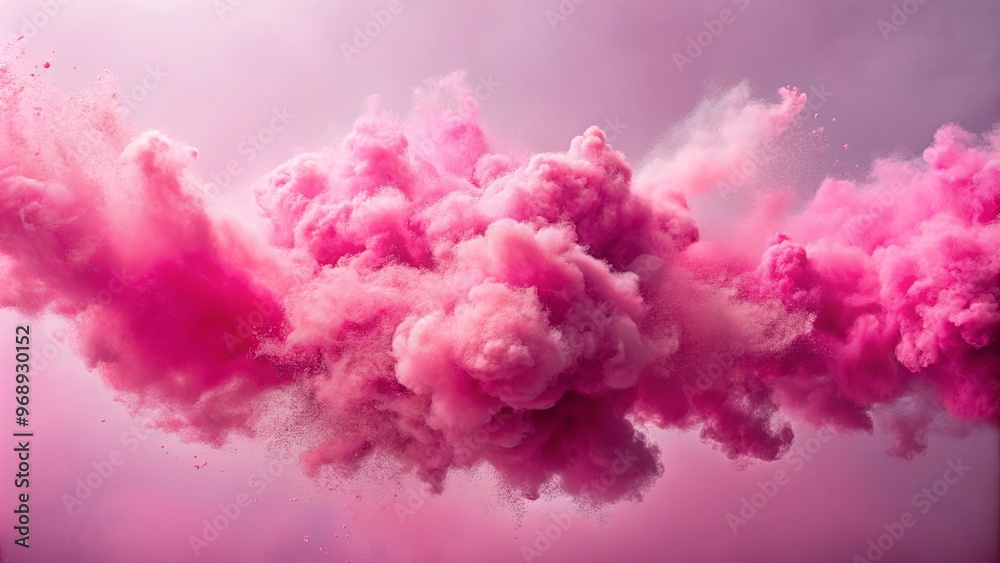 Vibrant pink powder cloud against a pink sky background, perfect for celebrations and gender reveals Vibrant pink powder cloud against a pink sky background, perfect for celebrations and gender reveals