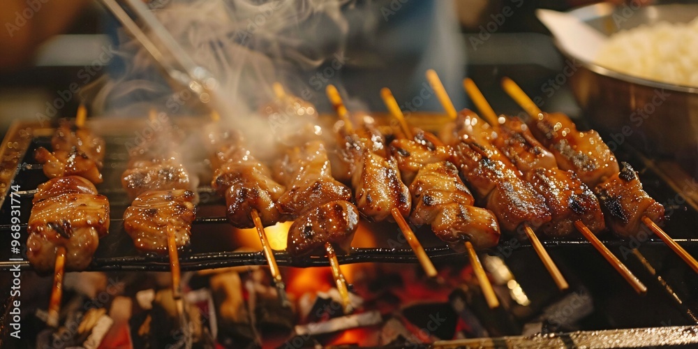 yakitori skewers smoky taste, Authentic yakitori smoky flavor, Japanese smoky grilled food
yakitori skewers smoky taste, Authentic yakitori smoky flavor, Japanese smoky grilled food