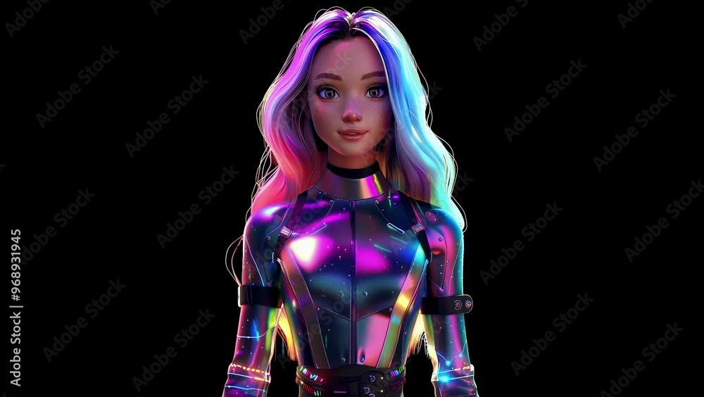 An Animation Style Female Character Infused With Electrical Energy on a Digital Particle Burst Background An Animation Style Female Character Infused With Electrical Energy on a Digital Particle Burst Background
