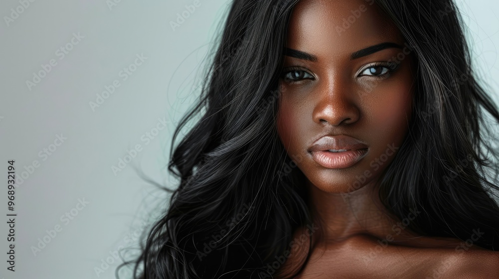 Flowing Silky Dark Hair in Elegant Movement Studio Portrait Flowing Silky Dark Hair in Elegant Movement Studio Portrait