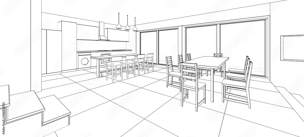 interior kitchen living room 3d illustration
interior kitchen living room 3d illustration