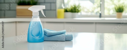 Obraz na płótnie Crisp Image of Cleaning Essentials on a Modern Kitchen Counter w salonie